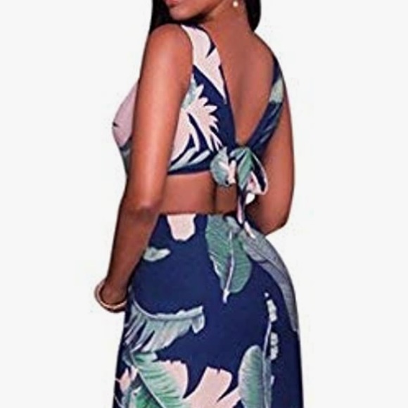 SZ S // Meenew Women's Floral Summer Maxi Flowy Dress Boho Long Vacation Dress - Picture 2 of 5